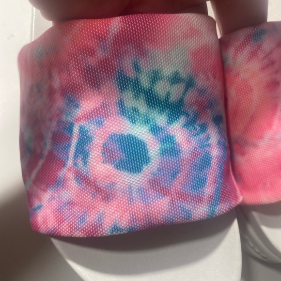 J Slides Blue Pink Tie Dye Brit Stretch Chunky Platform Slip On Sandals NWOT 8.5 - Picture 8 of 16